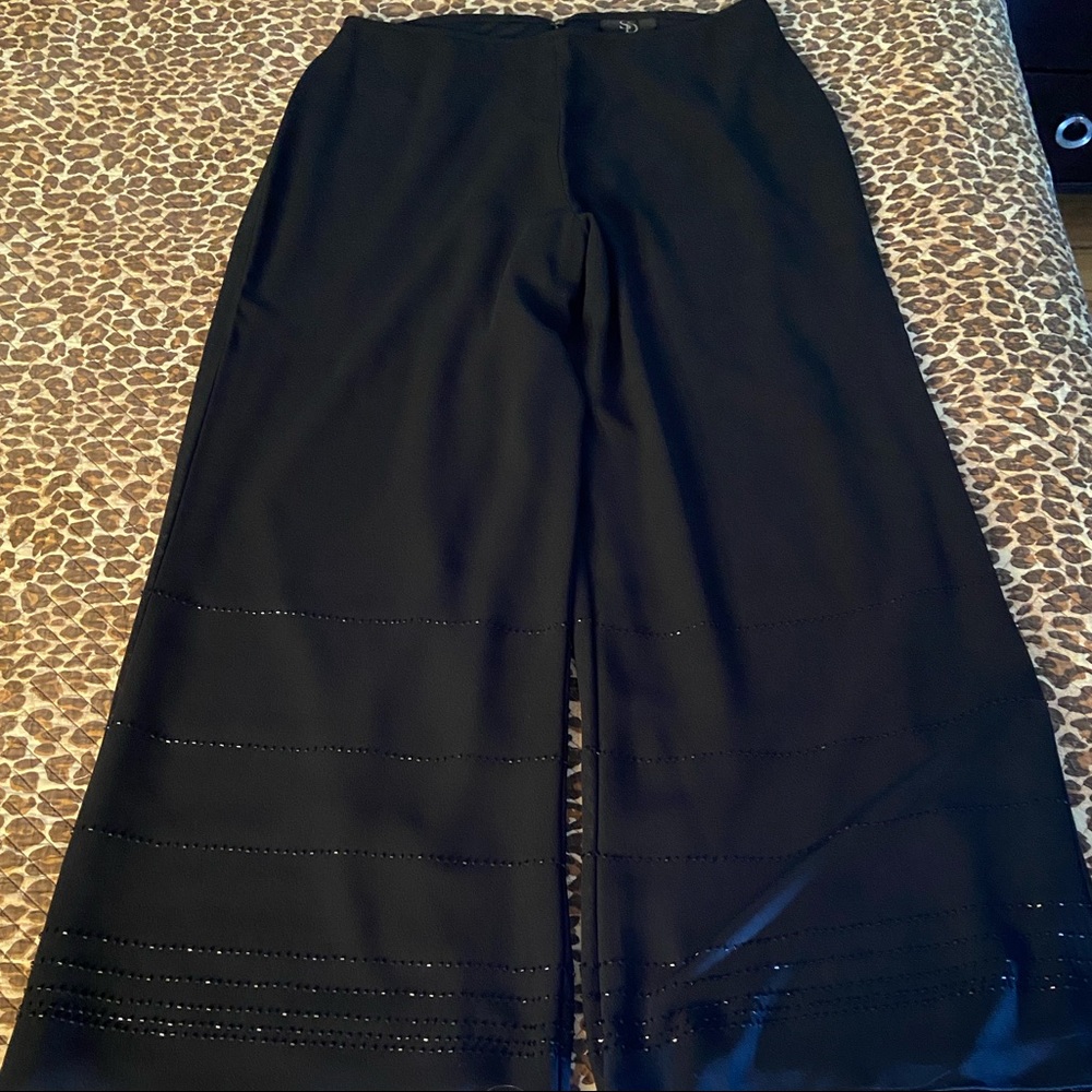 Sandra Darren Black Beaded Dress Palazzo Pants - Picture 7 of 13